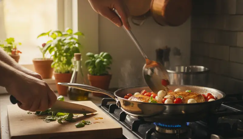 Caprese Chicken Skillet preparation steps