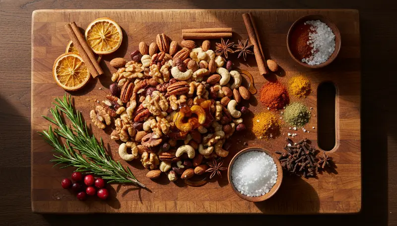 Quick Spiced Nuts Christmas Gift ingredients