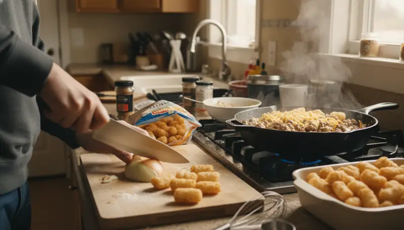 Tater Tot Casserole preparation steps