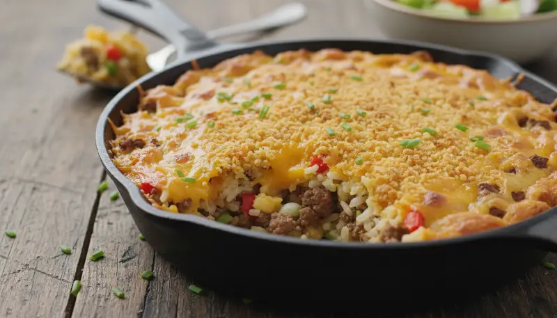 Cheesy Hamburger Rice Casserole featured-hero